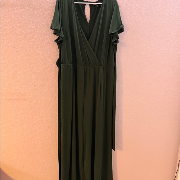 Lane Bryant Pants - Lane Bryant Dark Green Wrap-Style Jumpsuit